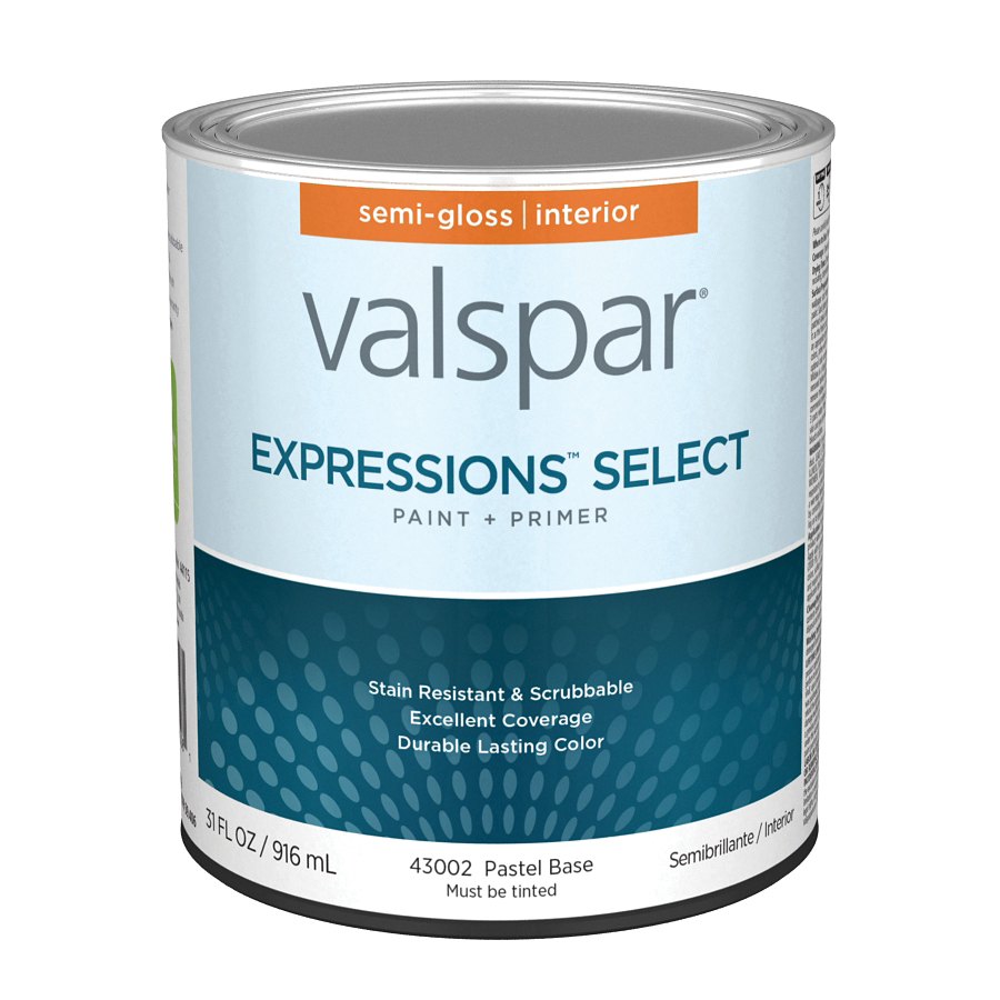 4300 Series 028.0043002.005 Interior Paint and Primer, Pastel, Semi-Gloss, White, 1 qt Plastic Can