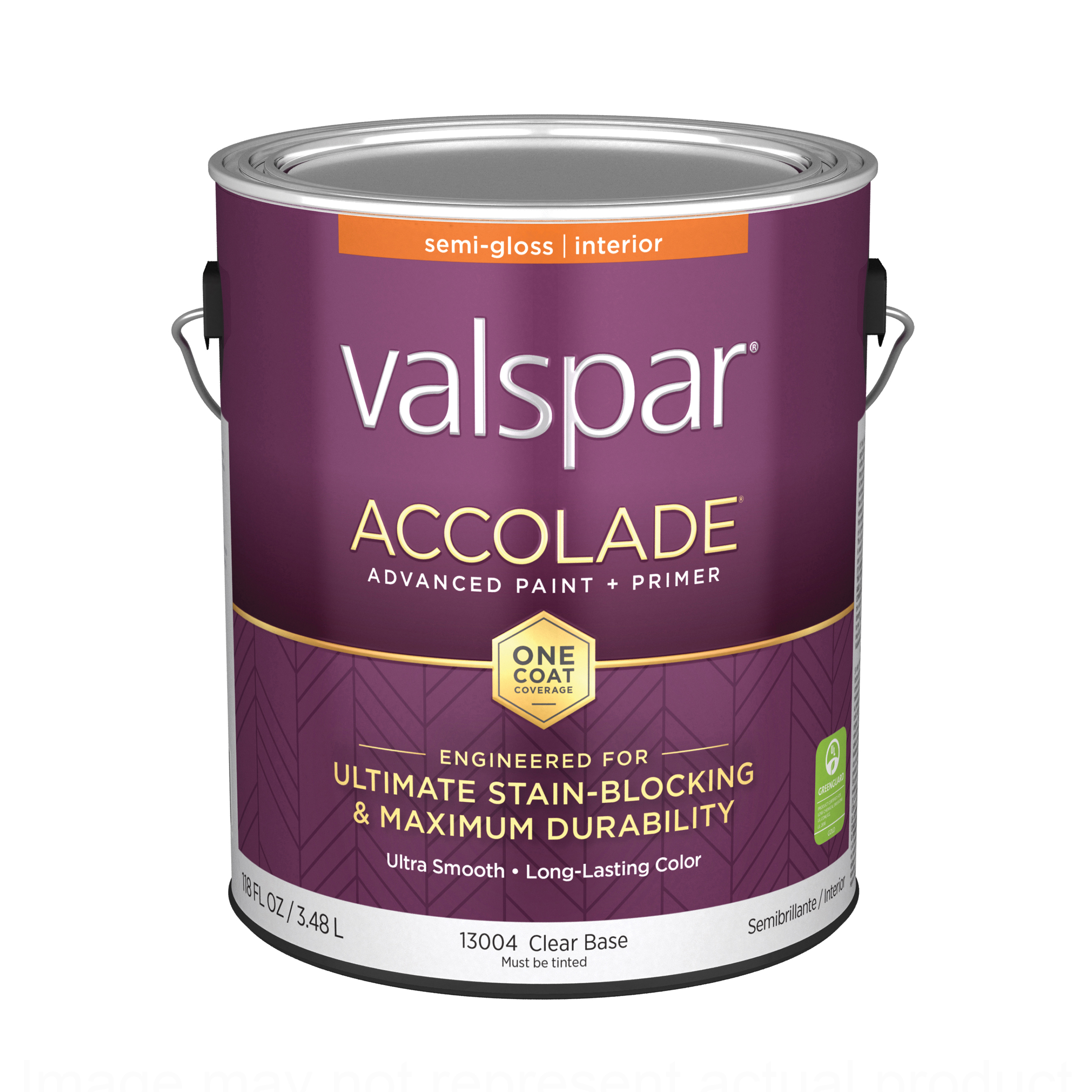 1300 Series 028.0013004.007 Interior Paint and Primer, Tintable Acrylic base, Semi-Gloss, Clear, 1 gal, Plastic Can