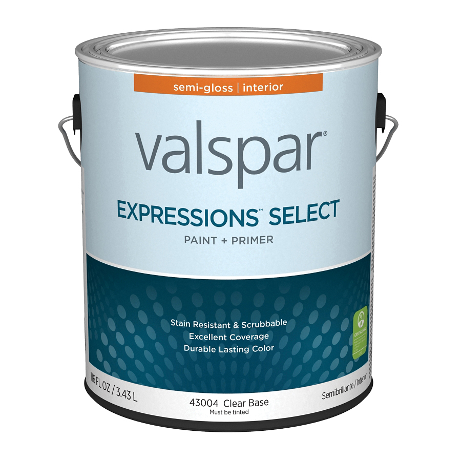 4300 Series 028.0043004.007 Interior Paint and Primer, Water, Semi-Gloss, Clear, 1 gal Plastic Can