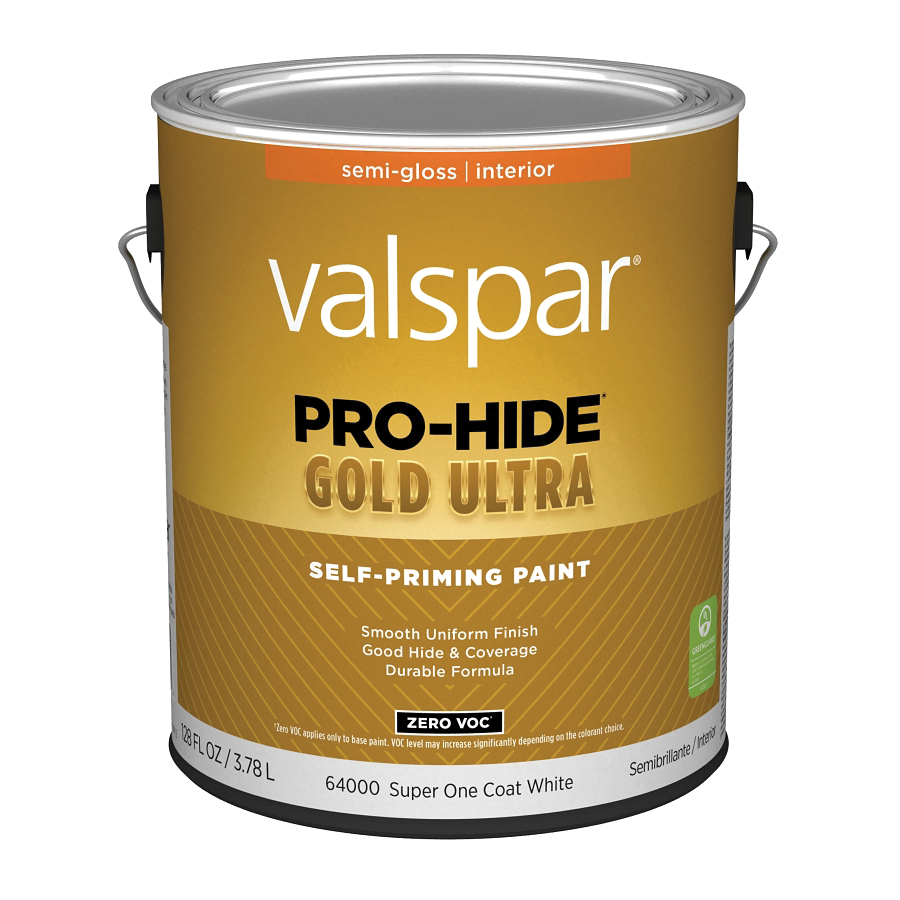 Valspar Pro-Hide Gold Ultra 6400 Series 028.0064000.007 Interior Paint, Acrylic, Super One Coat White, Semi-Gloss