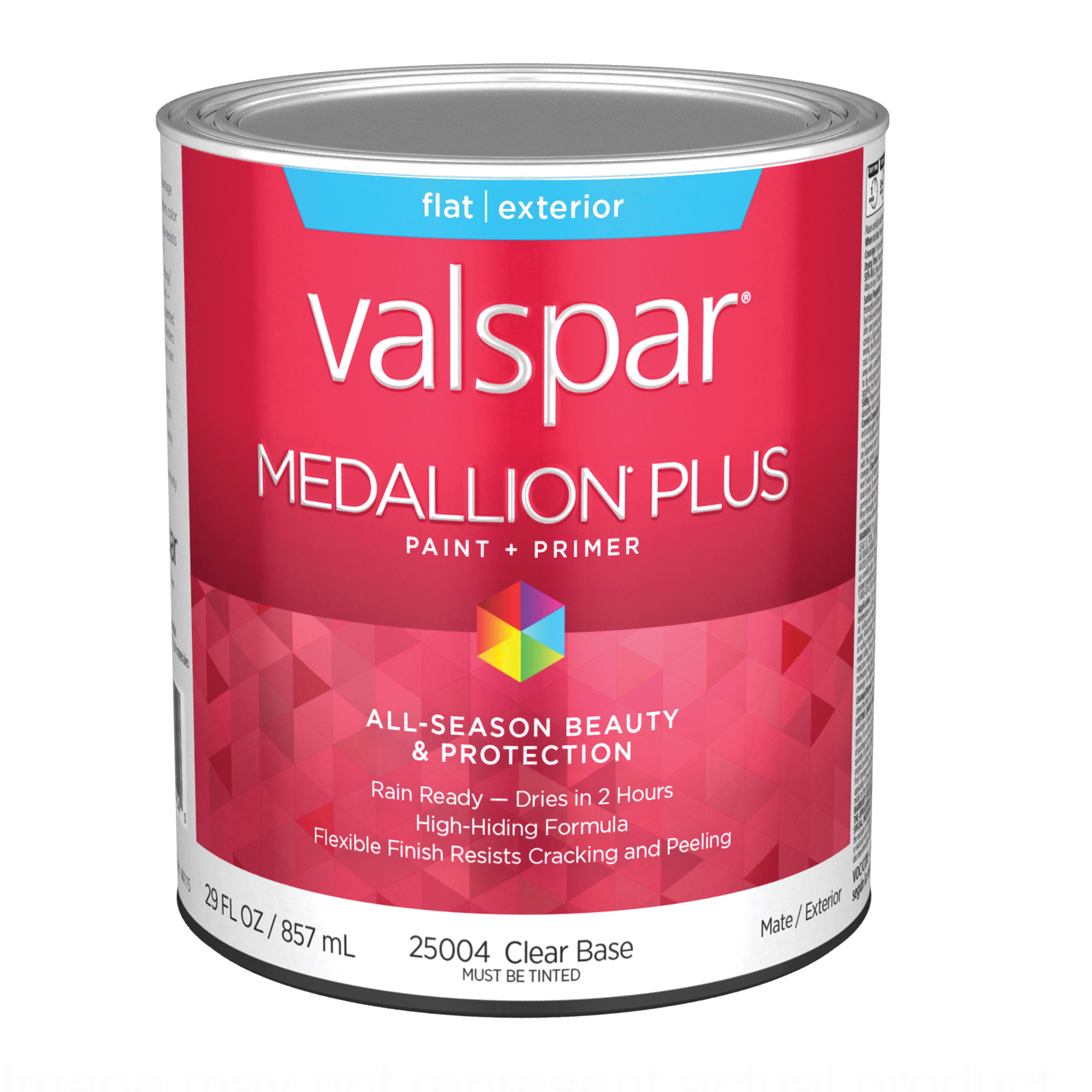 2500 Series 028.0025004.005 Exterior Paint and Primer, Water, Flat, Clear, 1 qt Plastic Can