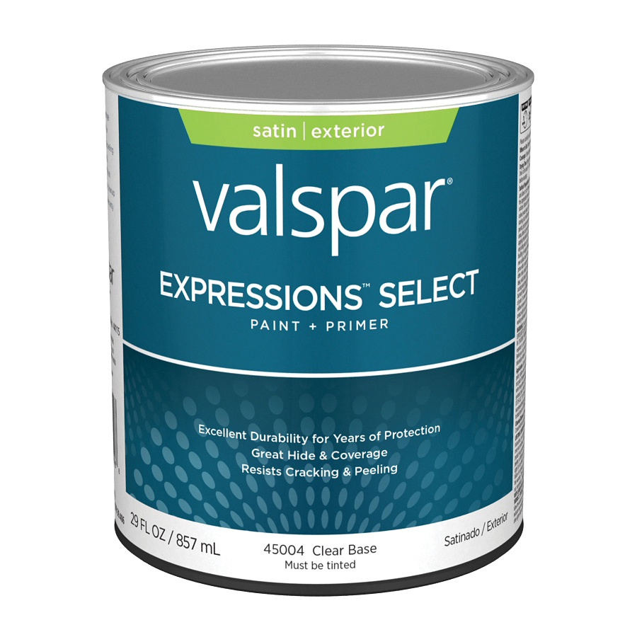 4500 Series 028.0045004.005 Exterior Paint, Water, Satin, Clear, 1 qt Plastic Can