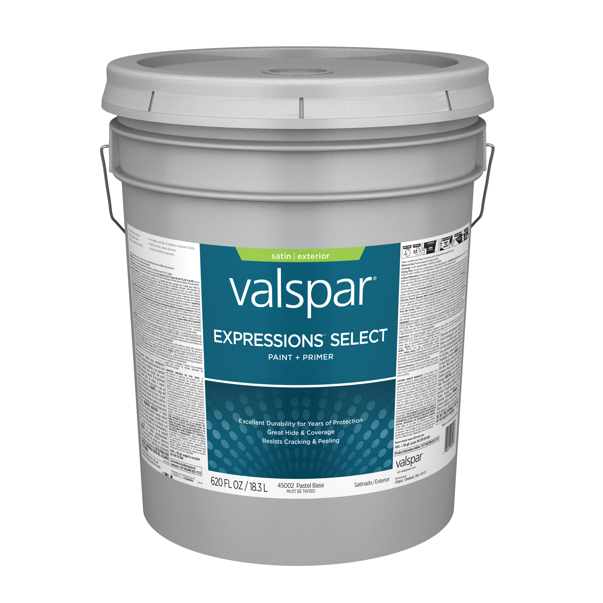 4500 Series 028.0045002.008 Exterior Paint, Pastel, Satin, White, 5 gal Metal Pail