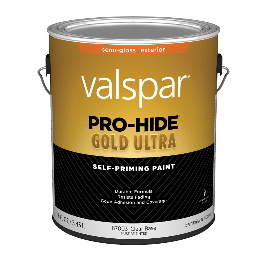 Valspar Pro-Hide Gold Ultra 6700 028.0067003.007 Latex Paint, Acrylic Base, Semi-Gloss Sheen, Clear Base, 1 gal