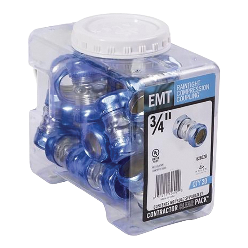 62602B Raintight Coupling, 3/4 in Compression, Steel, 20/PK