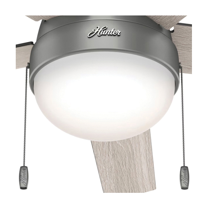 Hunter Anslee 50230 Ceiling Fan, 5-Blade, Grayed Walnut/Light Gray Oak Blade, 52 in Sweep, 3-Speed - 4