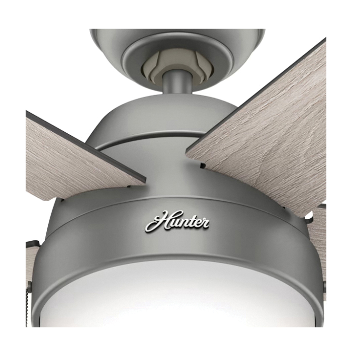 Hunter Anslee 50230 Ceiling Fan, 5-Blade, Grayed Walnut/Light Gray Oak Blade, 52 in Sweep, 3-Speed - 5