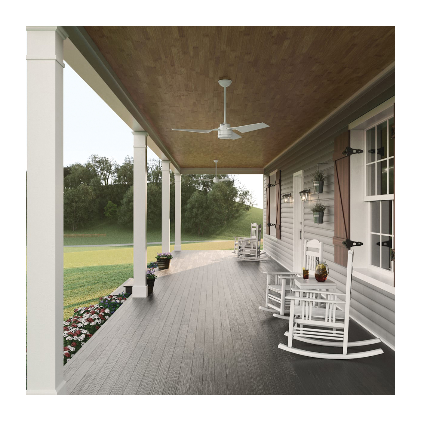 Hunter Cabo Frio Series 50257 Ceiling Fan, 3-Blade, Fresh White Housing, Fresh White Blade, 52 in Sweep, Plastic Blade - 5