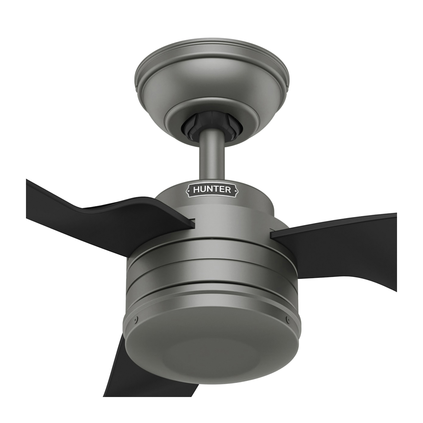 Hunter Cabo Frio Series 50259 Ceiling Fan, 3-Blade, Black/Silver Housing, Matte Black Blade, 52 in Sweep, Plastic Blade - 2