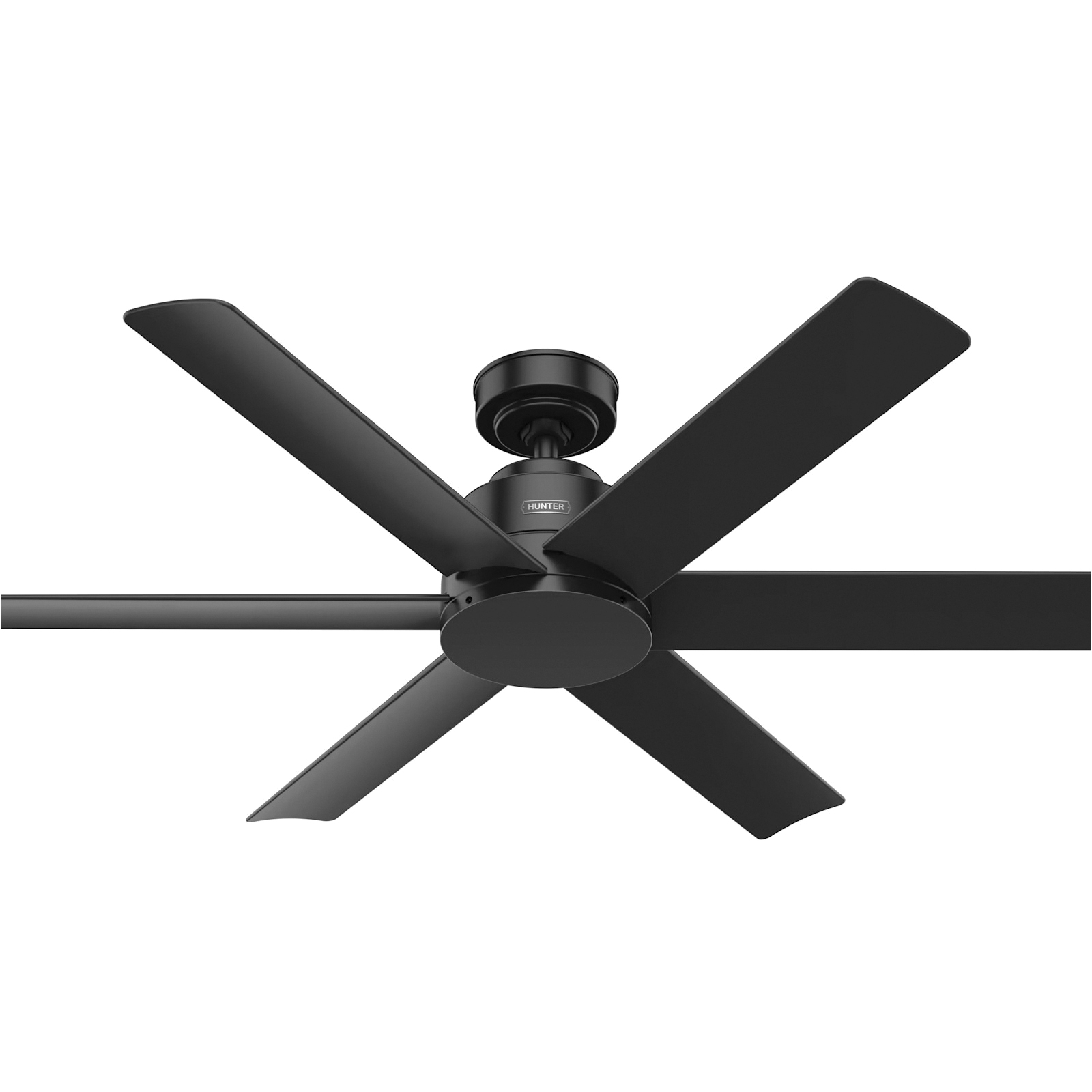 Hunter Kennicott Series 51180 Ceiling Fan, 6-Blade, Black Housing, Matte Black Blade, 52 in Sweep, Plastic Blade - 1