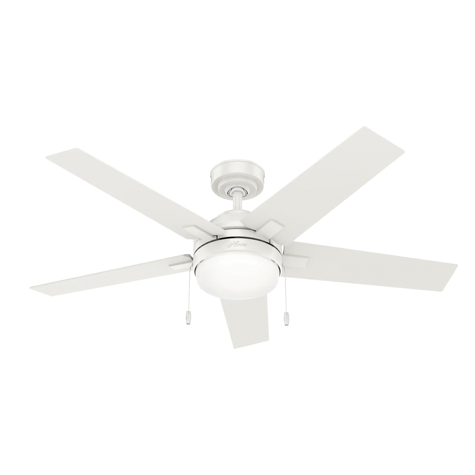 Hunter Bartlett Series 51335 Ceiling Fan, 5-Blade, Fresh White Housing, Fresh White Blade, 52 in Sweep, MDF Blade - 1