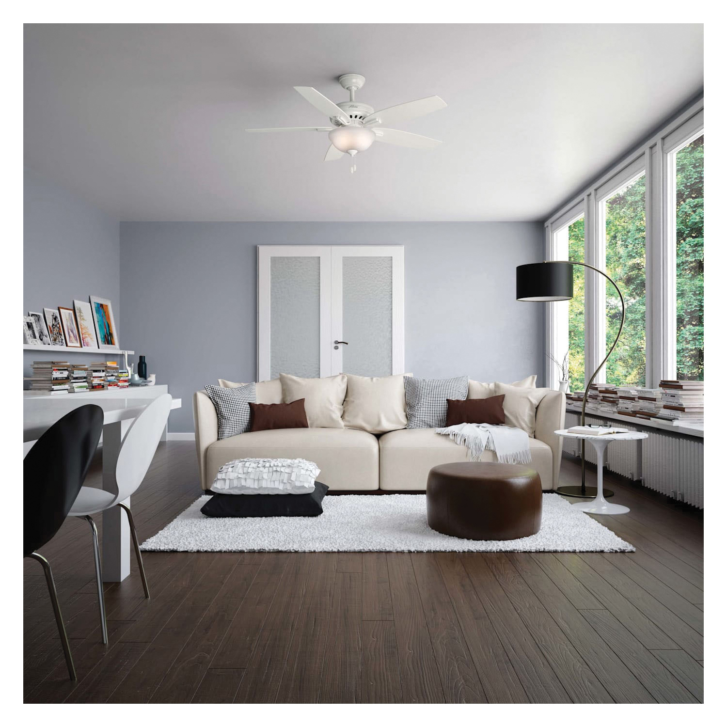 Hunter Newsome Series 53310 Ceiling Fan, 4424 cfm Air, 5-Blade, Fresh White Housing - 3