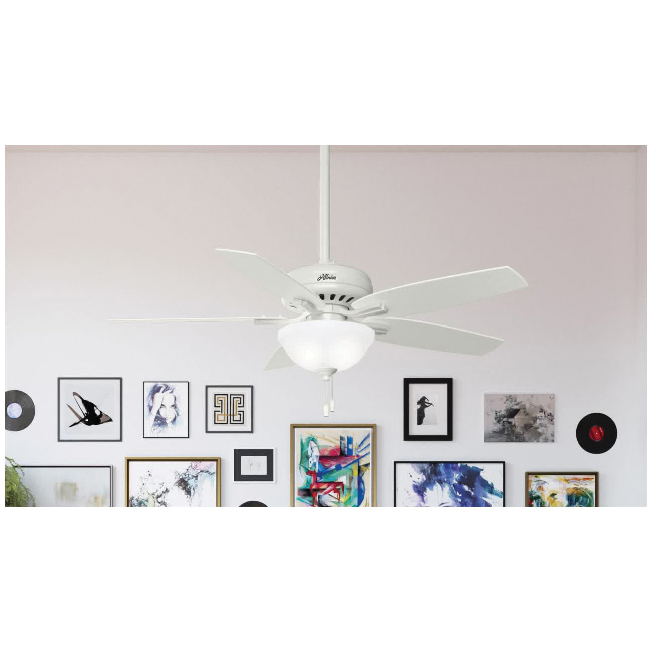 Hunter Newsome Series 53310 Ceiling Fan, 4424 cfm Air, 5-Blade, Fresh White Housing - 4