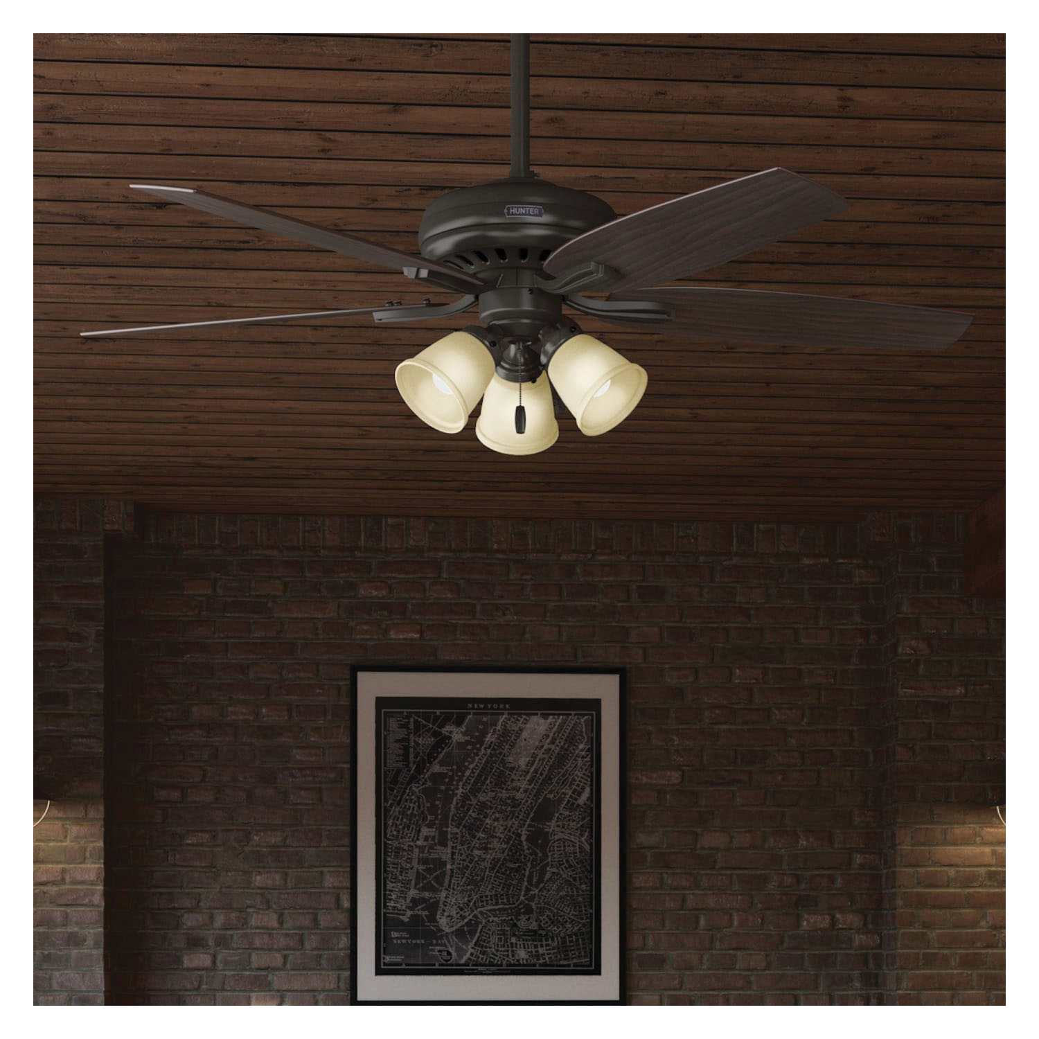 Hunter Newsome Series 53317 Ceiling Fan, 4424 cfm Air, 5-Blade, Premier Bronze Housing, 52 in Sweep, MDF Blade - 5