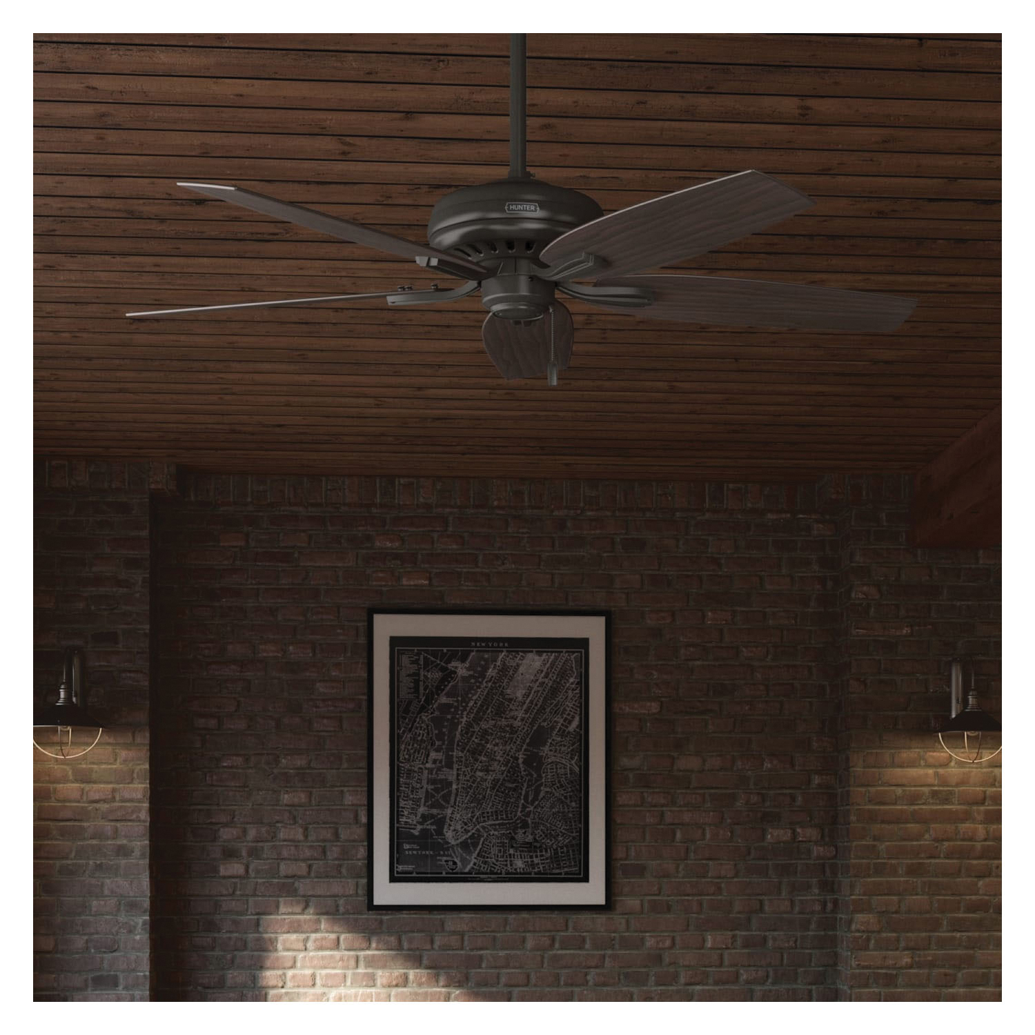 Hunter Newsome Series 53320 Ceiling Fan, 4613 cfm Air, 5-Blade, Premier Bronze Housing, 52 in Sweep, MDF Blade - 5
