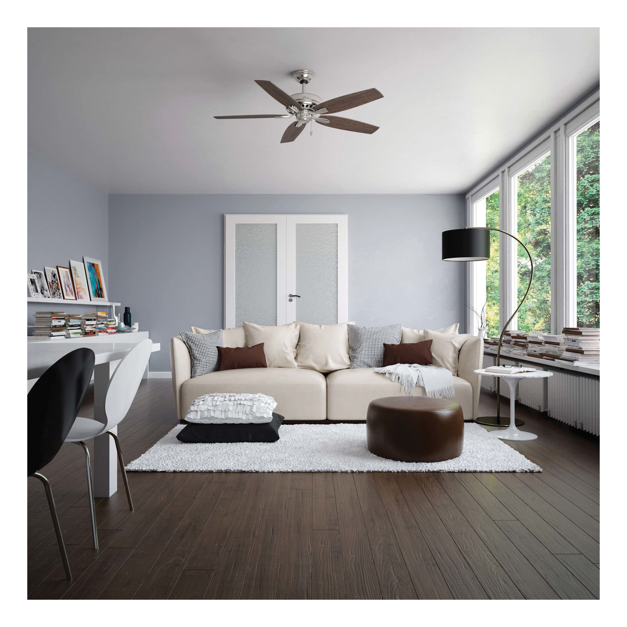 Hunter Newsome Series 53321 Ceiling Fan, 4613 cfm Air, 5-Blade, Dark Walnut/Medium Walnut Blade, 52 in Sweep, MDF Blade - 2