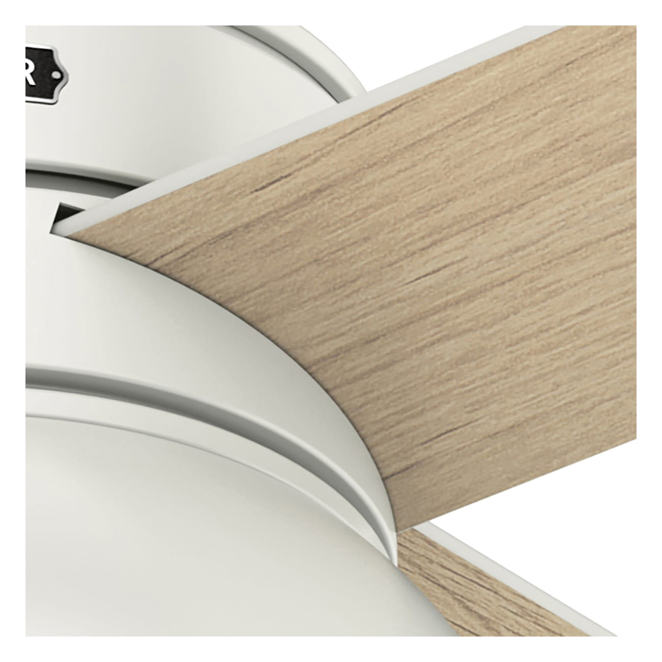 Hunter Loki Series 54151 Ceiling Fan, 4-Blade, Fresh White Housing, Fresh White/Natural Wood Blade, 52 in Sweep - 4