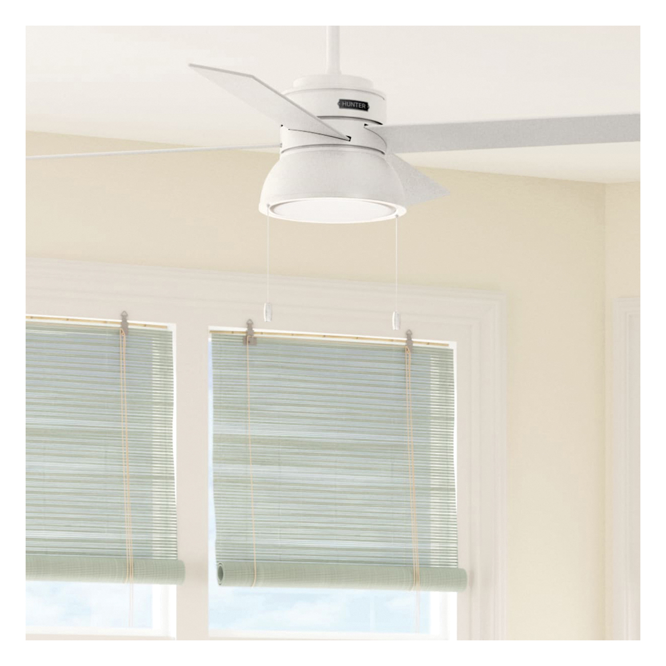 Hunter Loki Series 54151 Ceiling Fan, 4-Blade, Fresh White Housing, Fresh White/Natural Wood Blade, 52 in Sweep - 5
