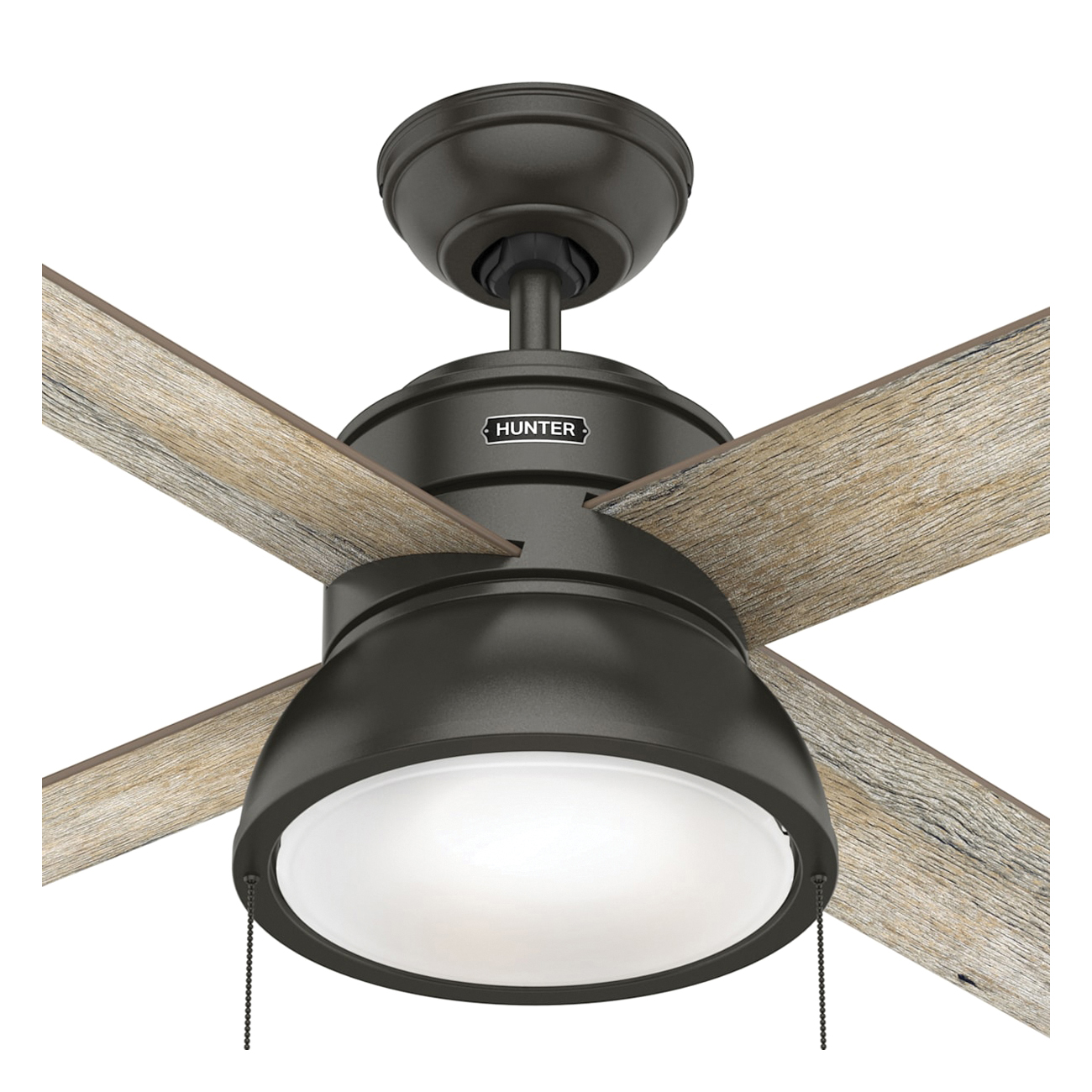 Hunter Loki Series 54152 Ceiling Fan, 4-Blade, Noble Bronze Housing, Barnwood/Drifted Oak Blade, 52 in Sweep, MDF Blade - 3