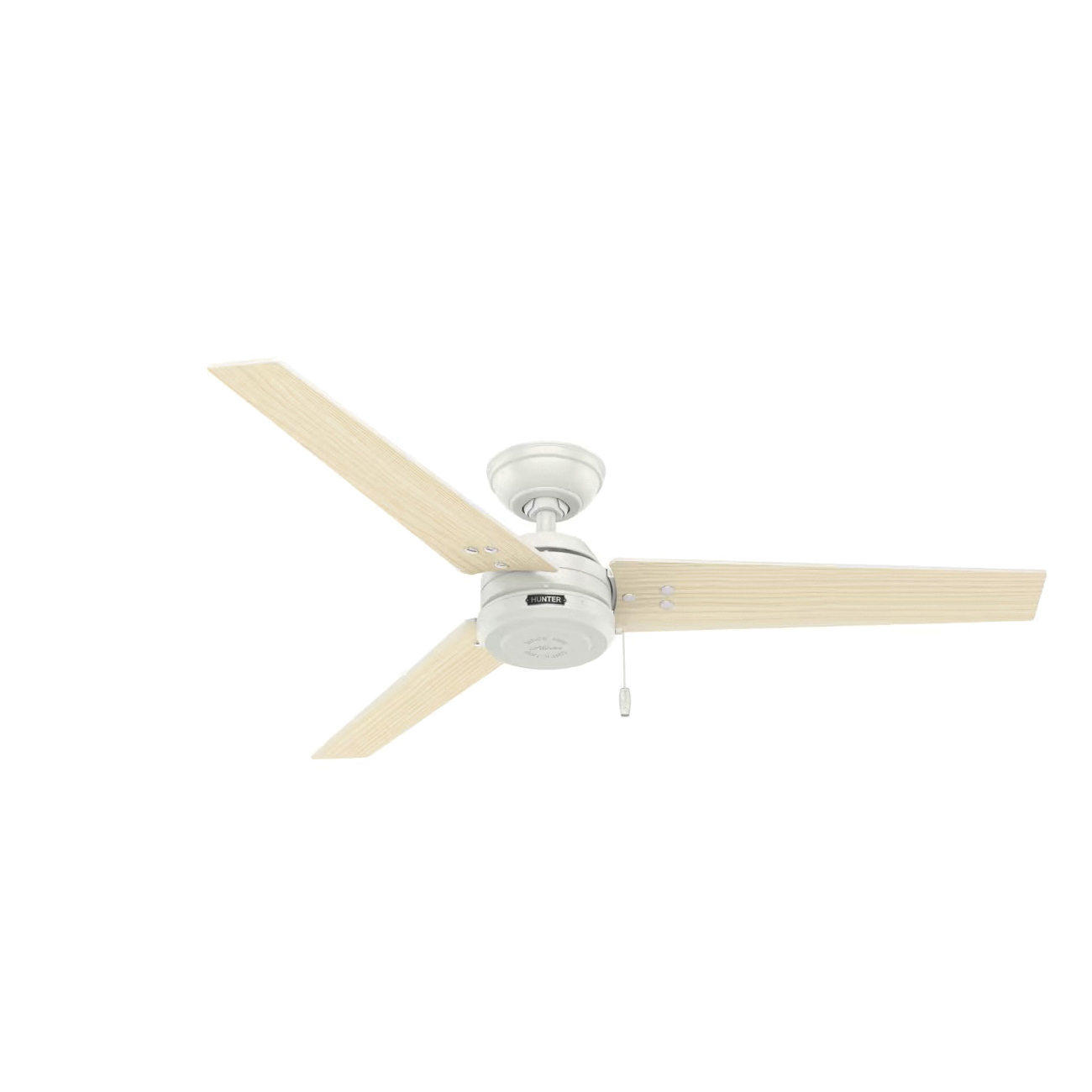 Hunter Cassius Series 59263 Ceiling Fan, 3-Blade, Fresh White Housing, Fresh White/Light Stripe Blade, 52 in Sweep - 2