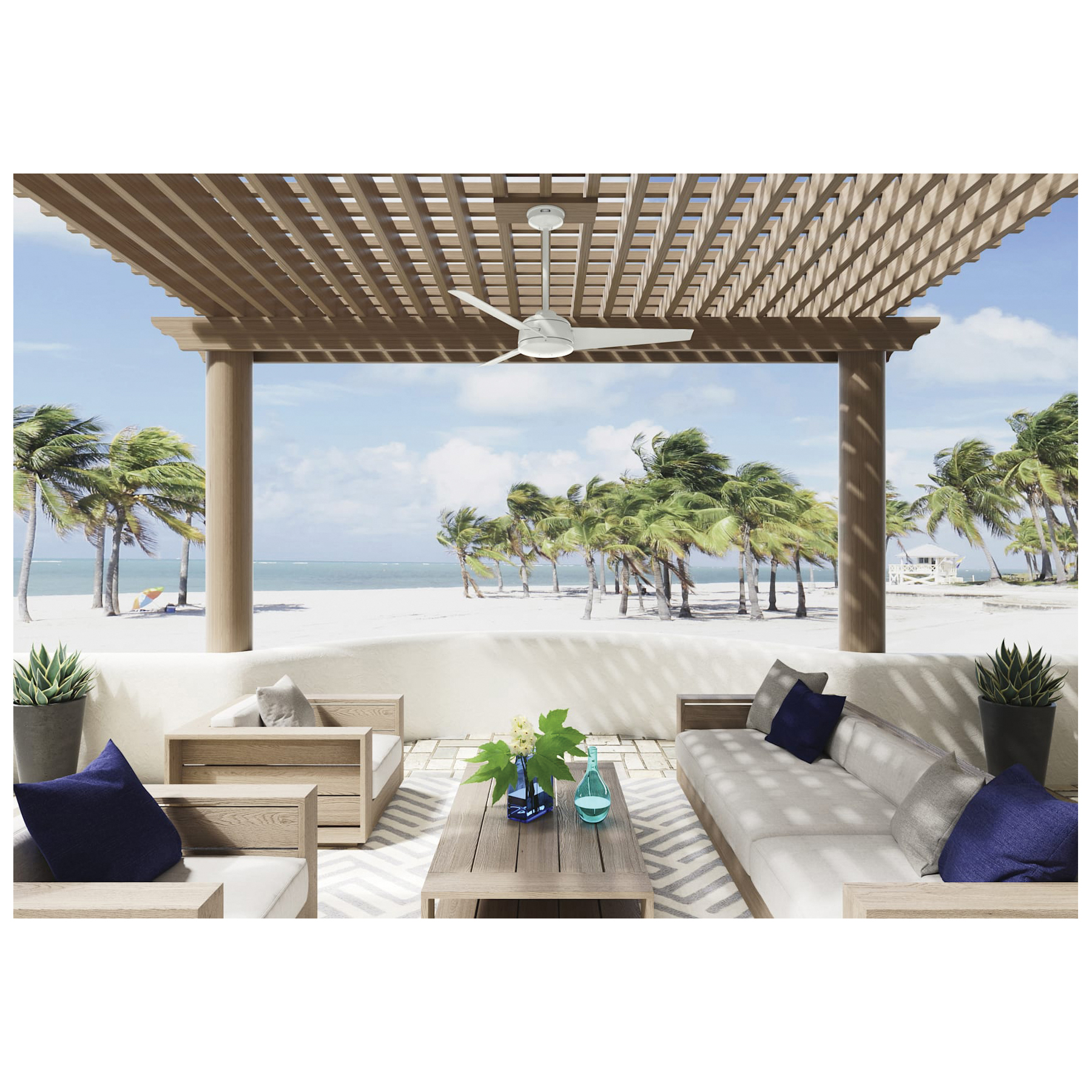 Hunter Trimaran, WeatherMax Series 59610 Ceiling Fan, 3-Blade, Fresh White Housing, Fresh White Blade, 52 in Sweep - 4
