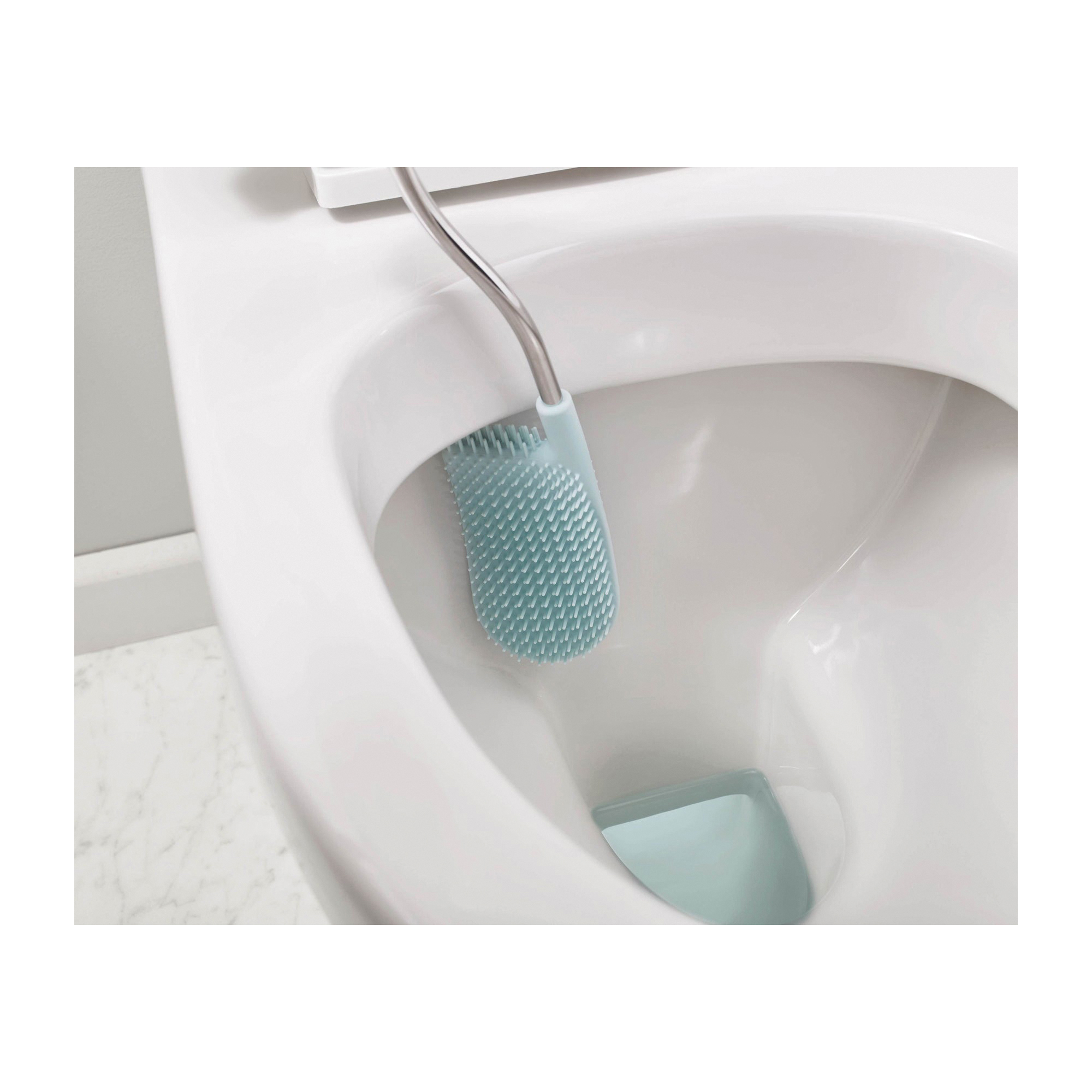Joseph Joseph FLEX Plus Series 70507 Toilet Brush, D-Shape, Stainless Steel, Light Blue - 3