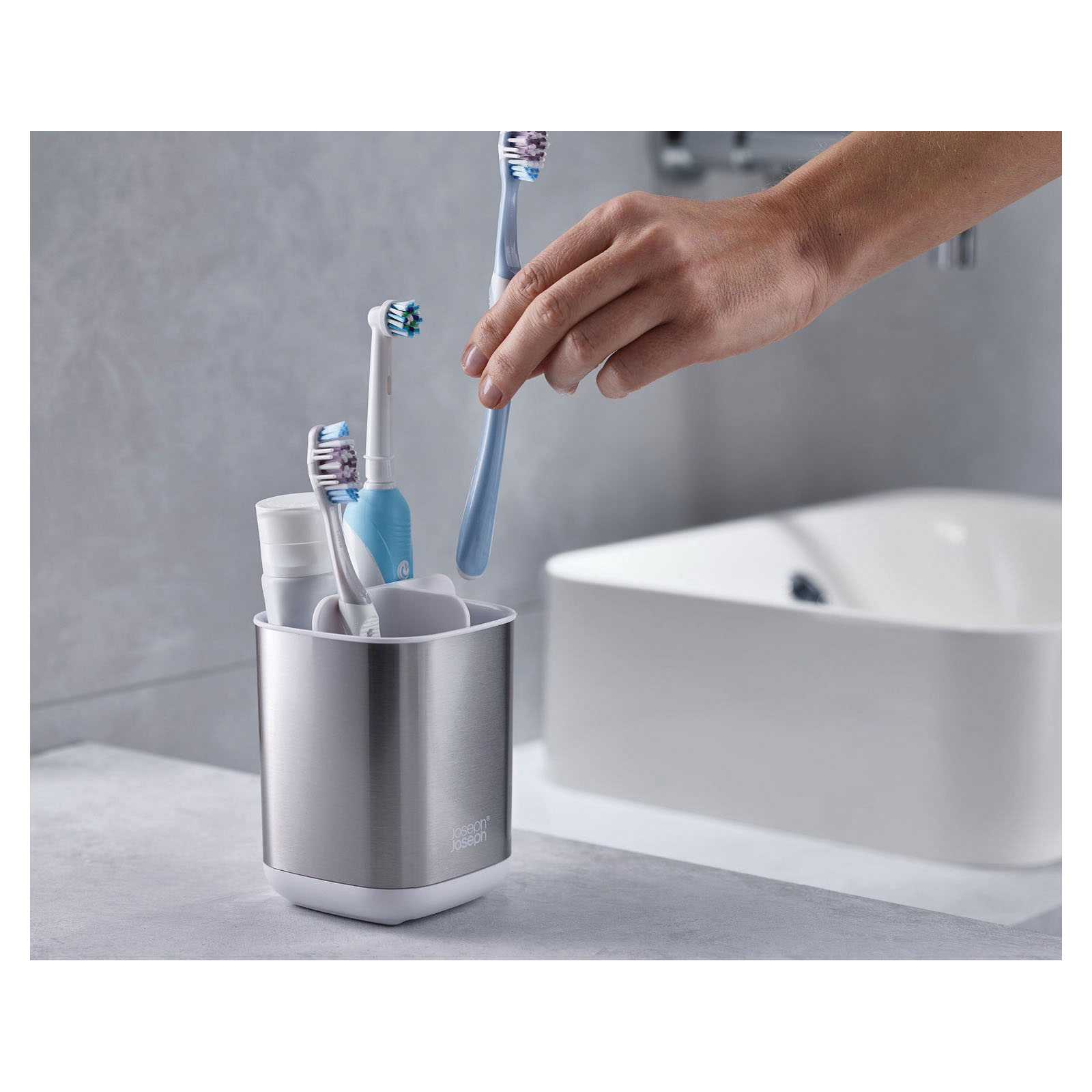 Joseph Joseph EasyStore 70530 Toothbrush Holder, Plastic/Steel, Stainless Steel - 4