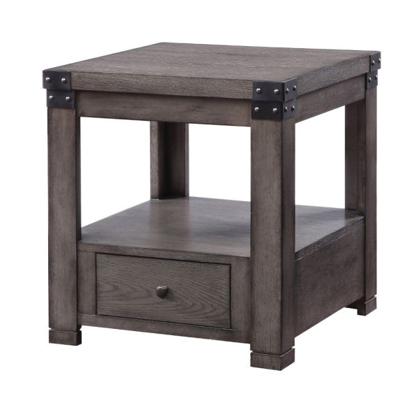 Acme Furniture Melville Series 87102 End Table, 22 in OAW, 22 in OAD, 24 in OAH, Square, Wood Frame, Wood Tabletop - 1