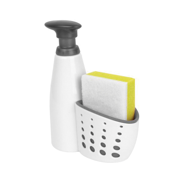 Casabella 8550096 Soap Dispenser with Sponge Caddy, 13 oz, Gray/White - 1