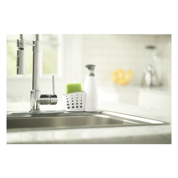 Casabella 8550096 Soap Dispenser with Sponge Caddy, 13 oz, Gray/White - 4