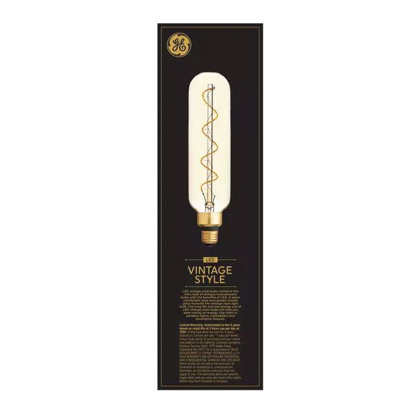 GE 93100096 LED Light Bulb, Vintage, T20 Lamp, 40 W Equivalent, E26 Medium Lamp Base, Dimmable, Amber, Warm White Light - 4