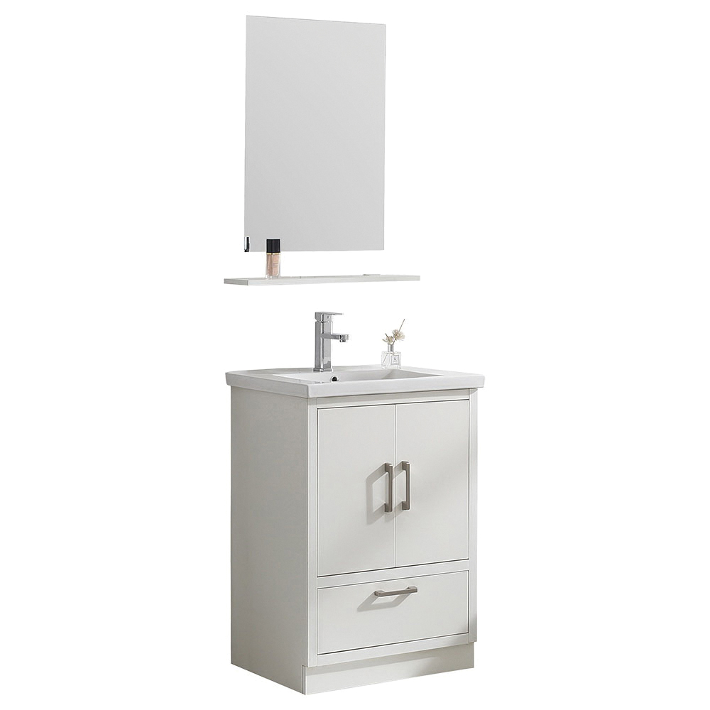 Aqua Nuova Paris 03-03-420 Bathroom Vanity Combo, 34 in W Cabinet, 18 in D Cabinet, 24 in H Cabinet, MDF, White - 1