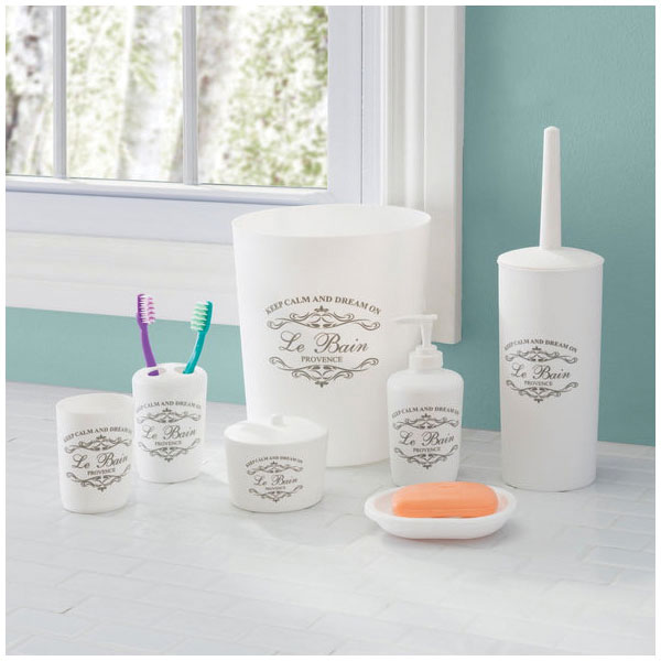 Home Basics Paris BA41542 Bath Ensemble, 7-Piece, Plastic, White - 2