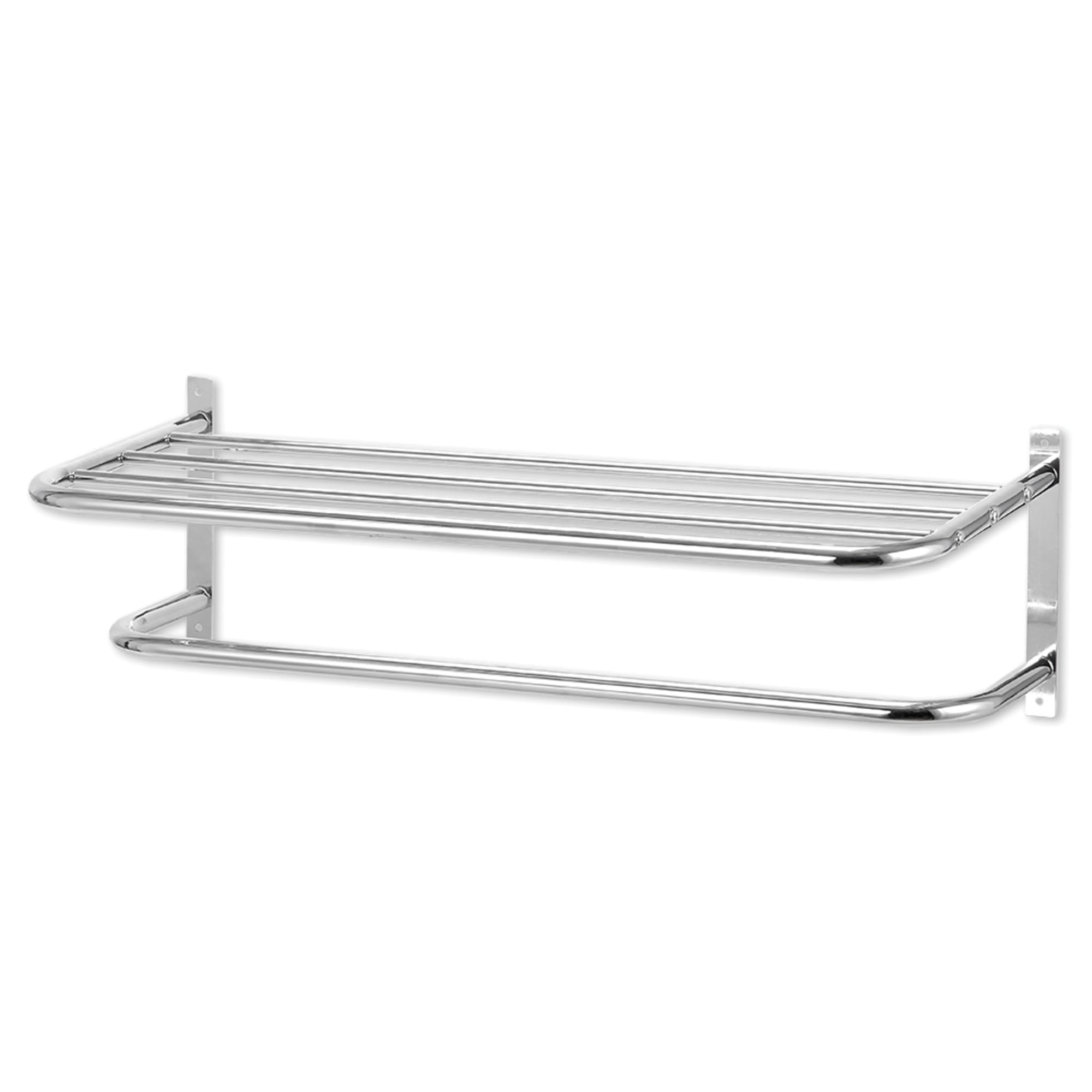 Home Basics BS41460 Bath Shelf with Towel Bar, Steel, Chrome - 2