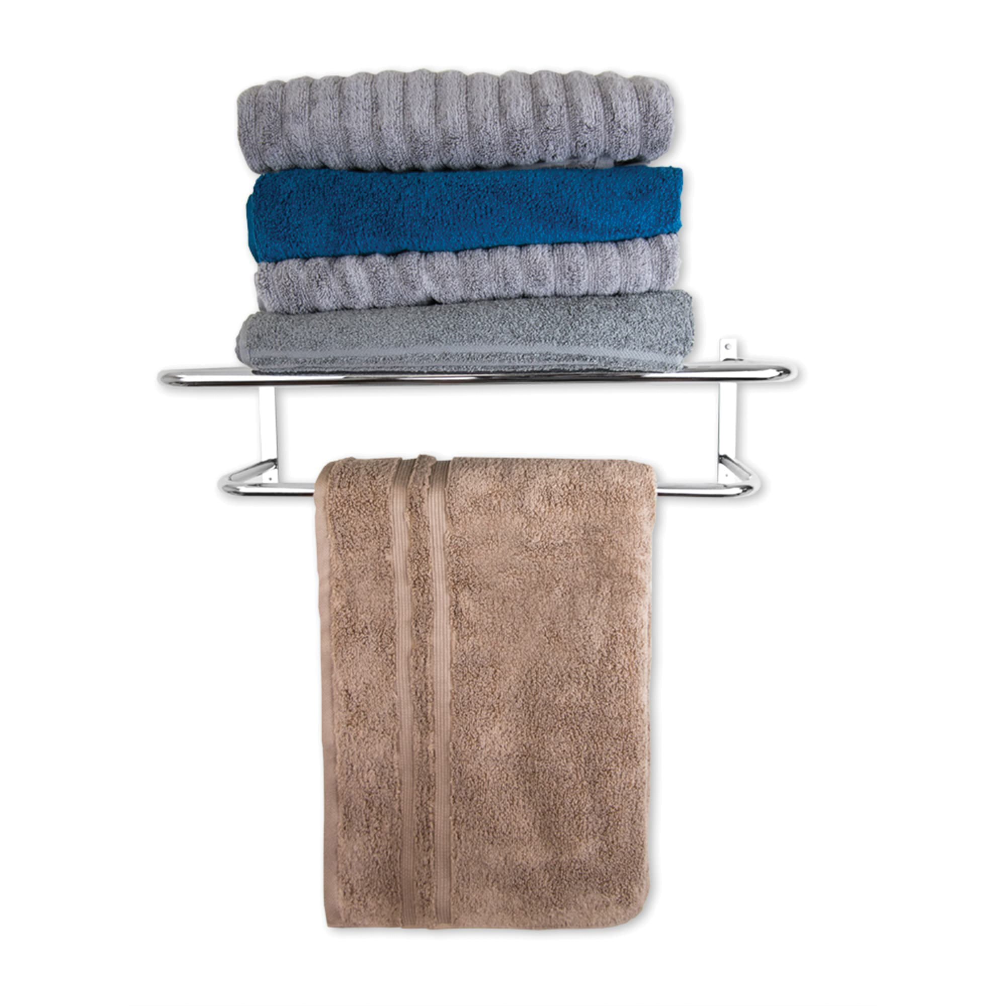 Home Basics BS41460 Bath Shelf with Towel Bar, Steel, Chrome - 4