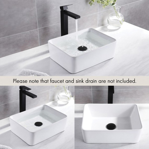 KES BVS110S40 Vessel Sink, Rectangular Basin, 11.82 in OAW, 5.35 in OAH, 15-3/4 in OAD, Ceramic, White - 2