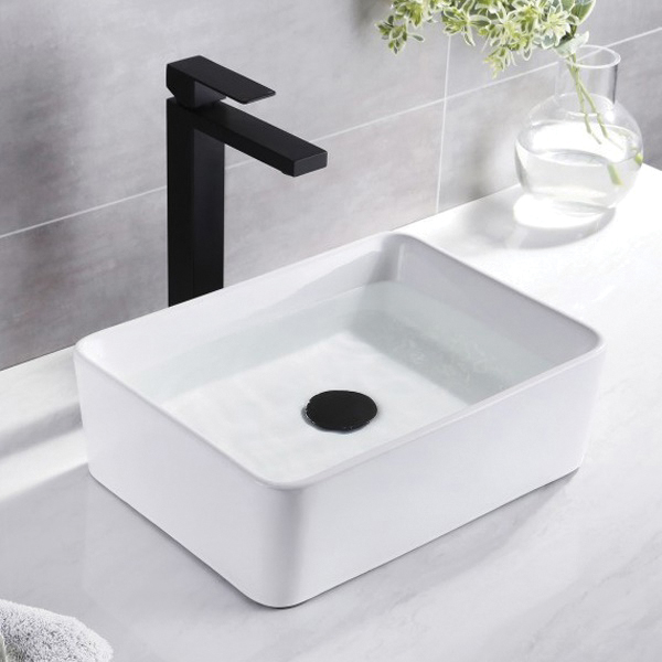 KES BVS110S40 Vessel Sink, Rectangular Basin, 11.82 in OAW, 5.35 in OAH, 15-3/4 in OAD, Ceramic, White - 5