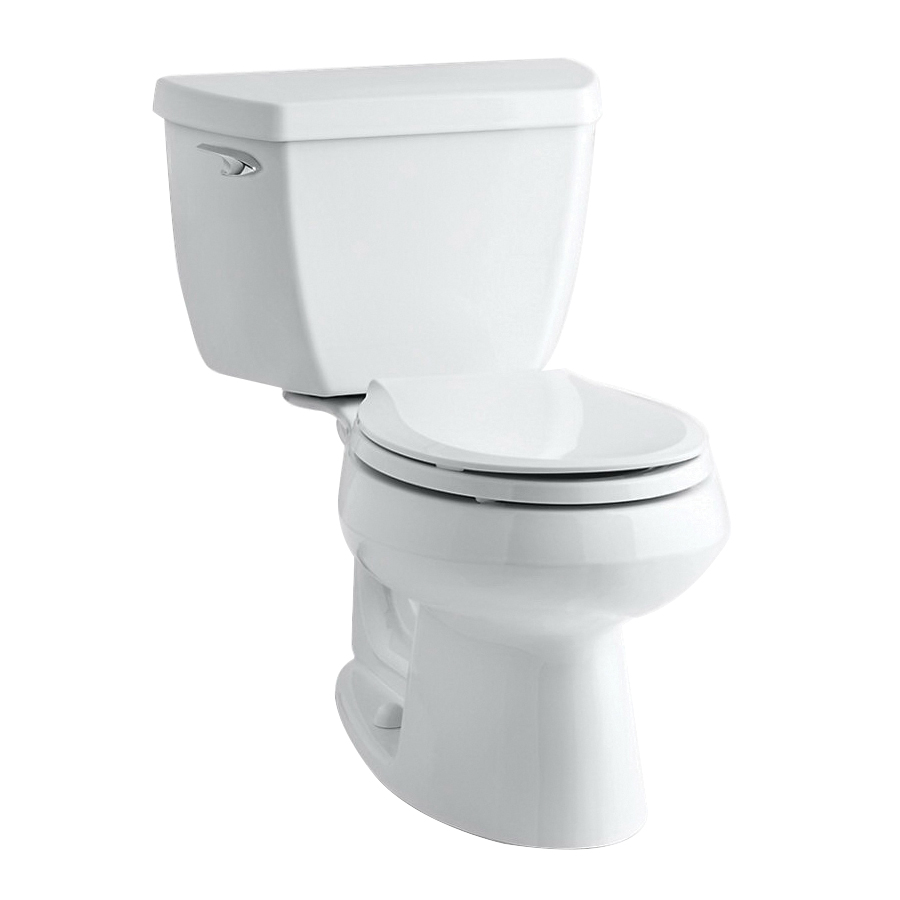Kohler Wellworth K-11464-0 Two-Piece Toilet, Round Bowl, 1.28 gpf Flush, 12 in Rough-In, 2 in H Rim, Vitreous China - 1