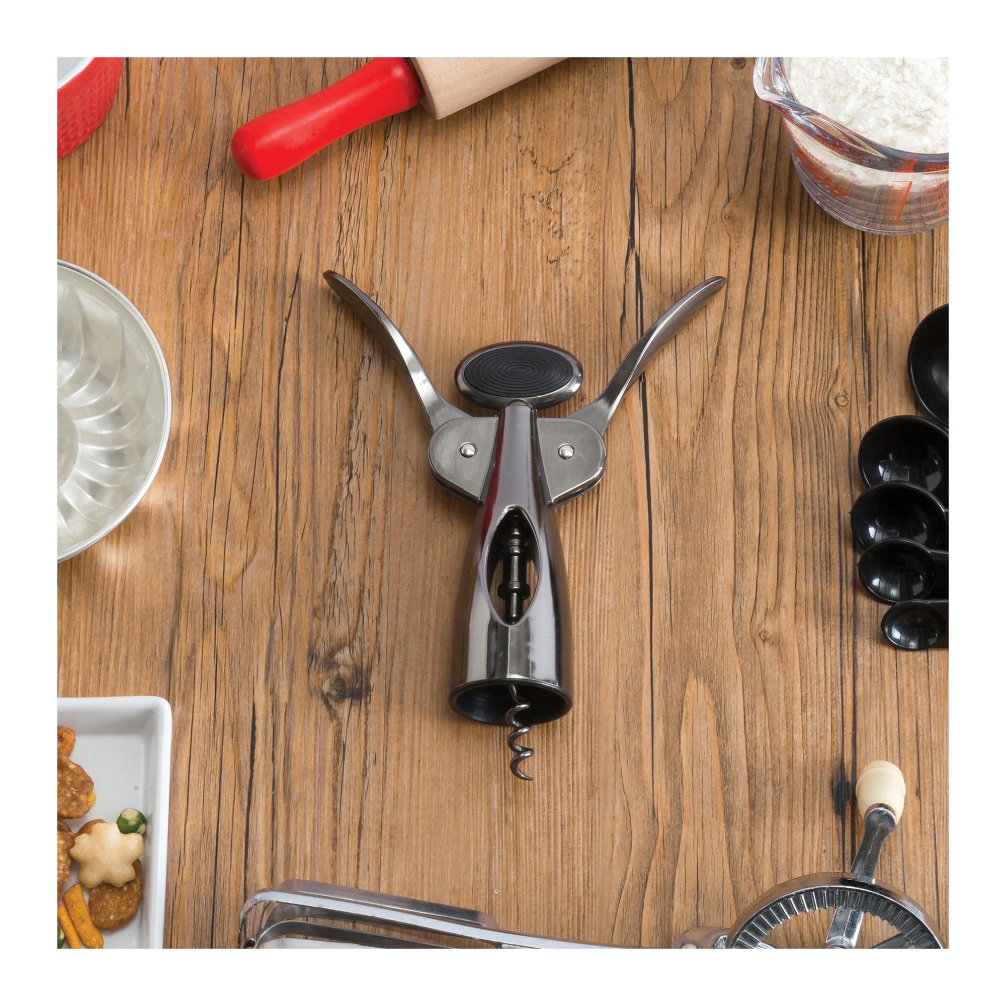 Home Basics Nova KT41611 Wing Cork Screw, Steel, Black Onyx, Zinc-Plated - 2