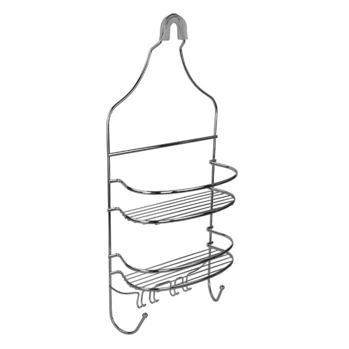 Home Basics SC00460 Shower Caddy, 9-1/4 in OAL, 4-1/2 in OAW, 2-Shelf, Steel, Chrome - 2