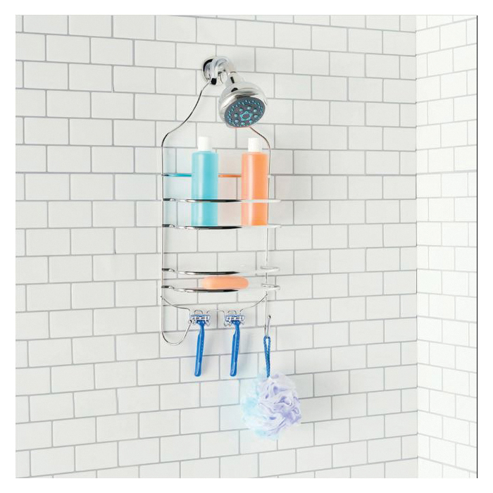 Home Basics SC00460 Shower Caddy, 9-1/4 in OAL, 4-1/2 in OAW, 2-Shelf, Steel, Chrome - 5