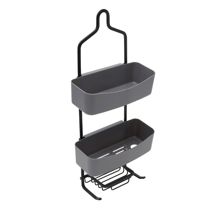 Home Basics SC35264 Shower Caddy with Shelves, 2-Shelf, Plastic/Steel, Gray - 2