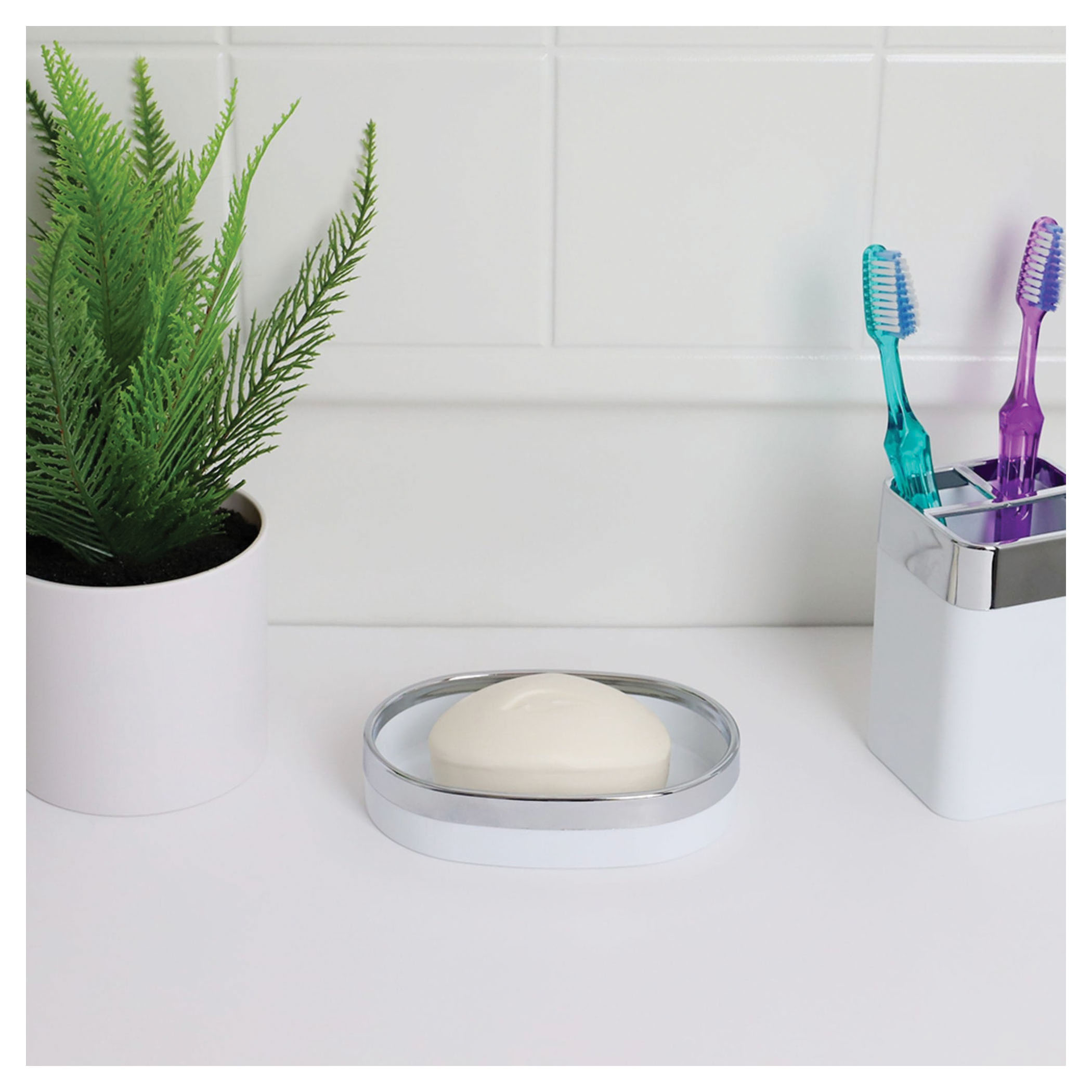 Home Basics Skylar SD35011 Oval Soap Dish, ABS, White - 2