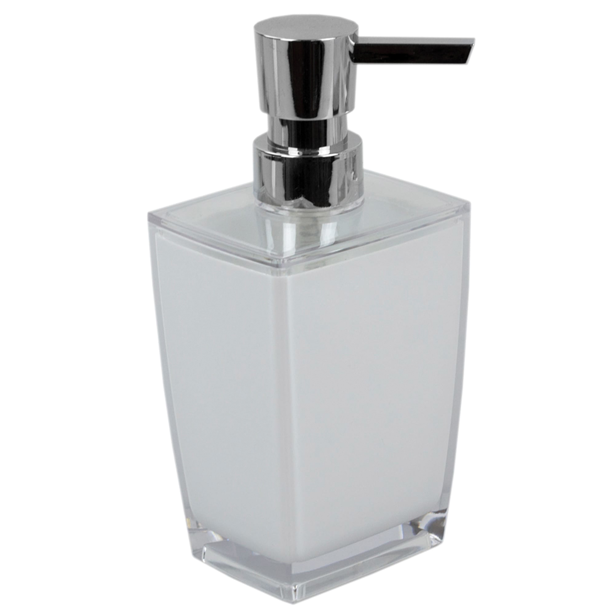 Home Basics SD41174 Hand Soap Dispenser with Pump, 8 oz, Plastic/Stainless Steel, White, Acrylic/Brushed - 2