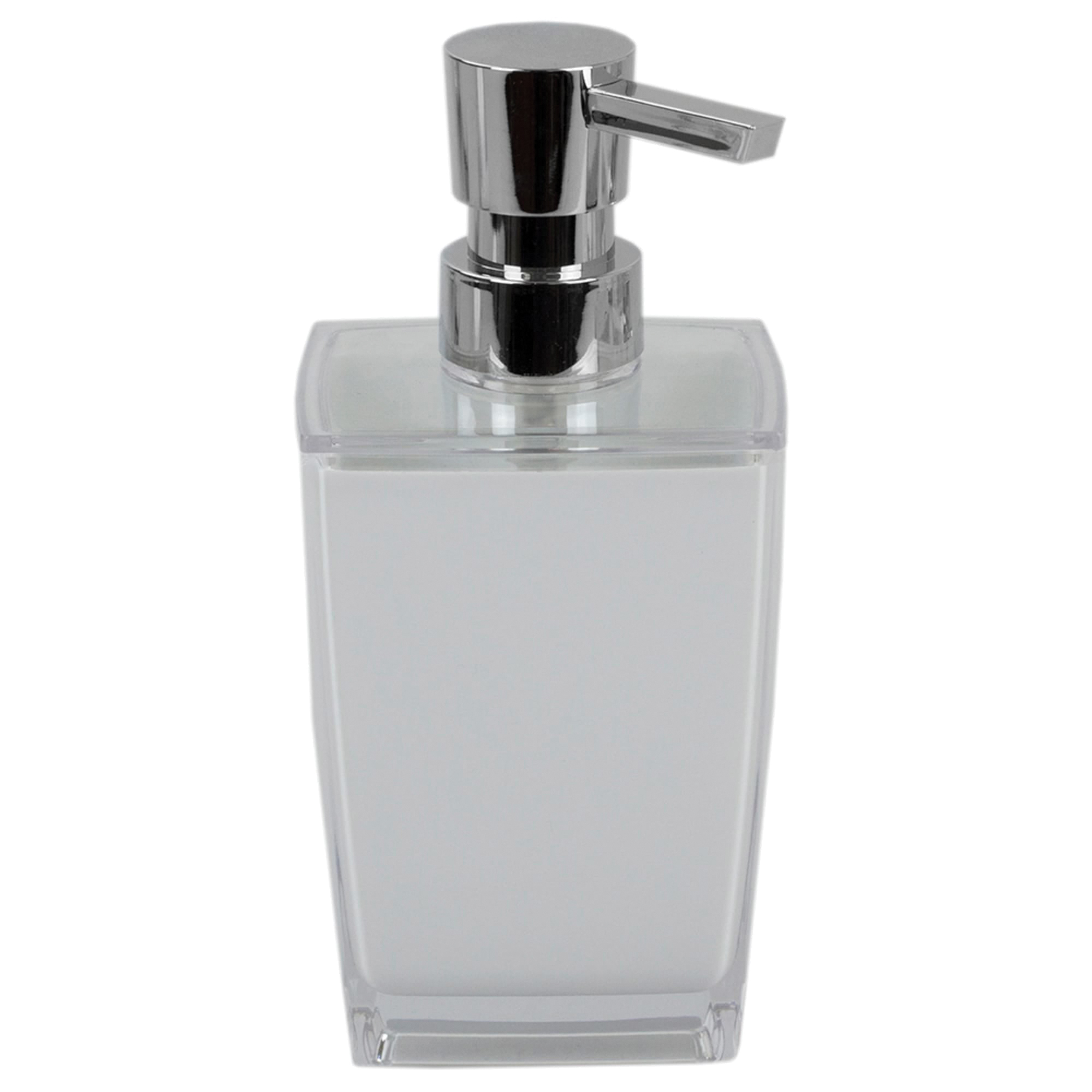 Home Basics SD41174 Hand Soap Dispenser with Pump, 8 oz, Plastic/Stainless Steel, White, Acrylic/Brushed - 3