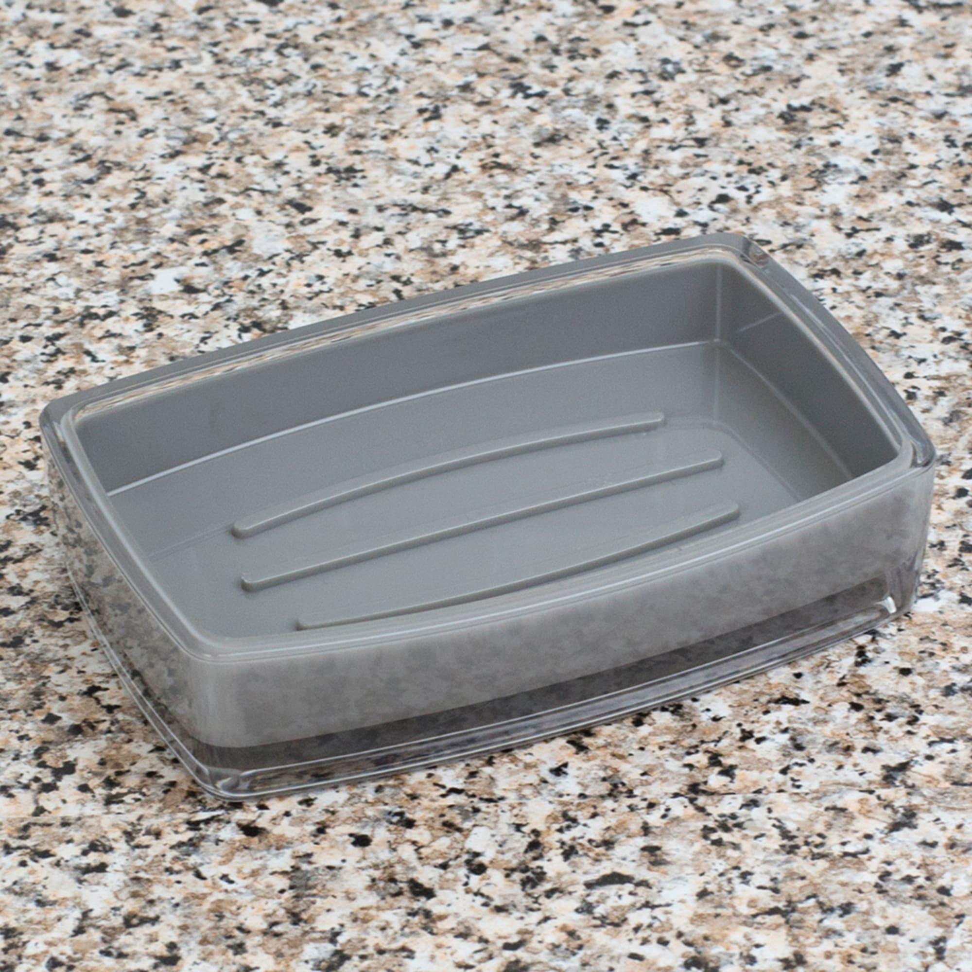 Home Basics SD41341 Soap Dish, Plastic, Gray - 2