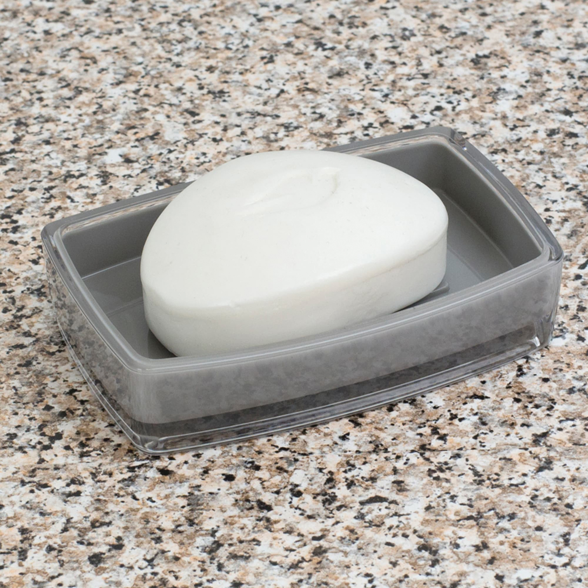 Home Basics SD41341 Soap Dish, Plastic, Gray - 3