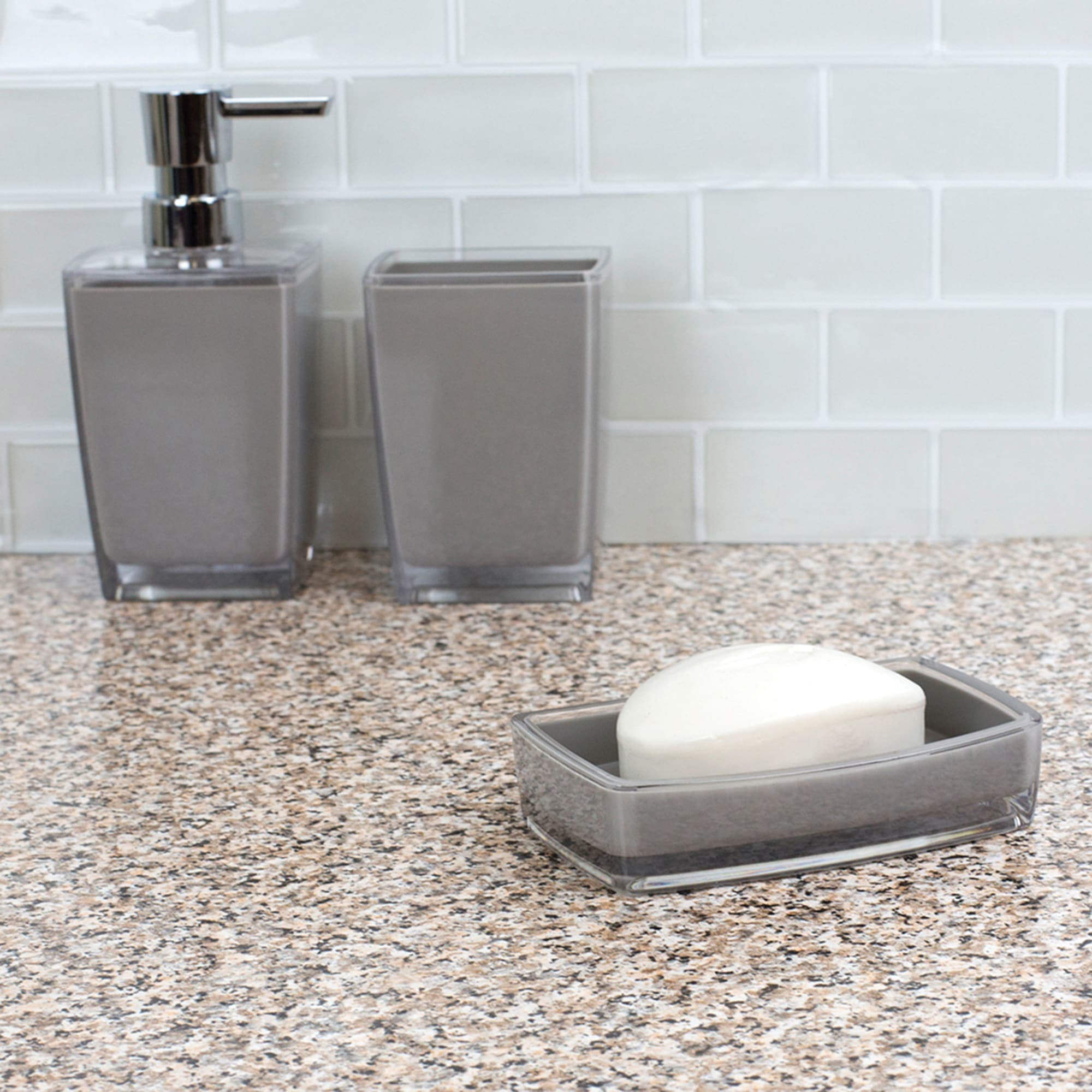 Home Basics SD41341 Soap Dish, Plastic, Gray - 4