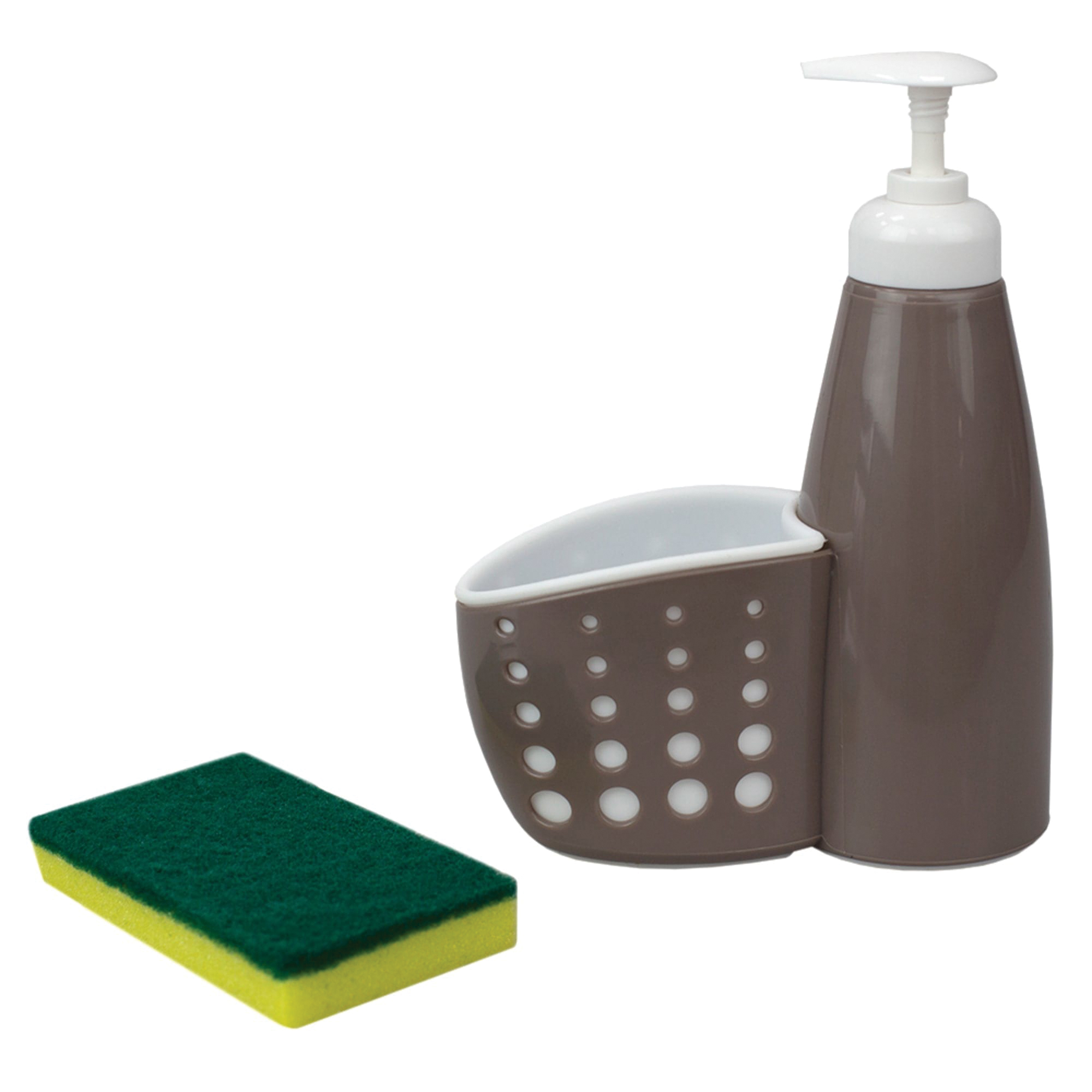 Home Basics SD41680 Soap Dispenser with Perforated Sponge Holder, 20 oz, Plastic, Gray - 2