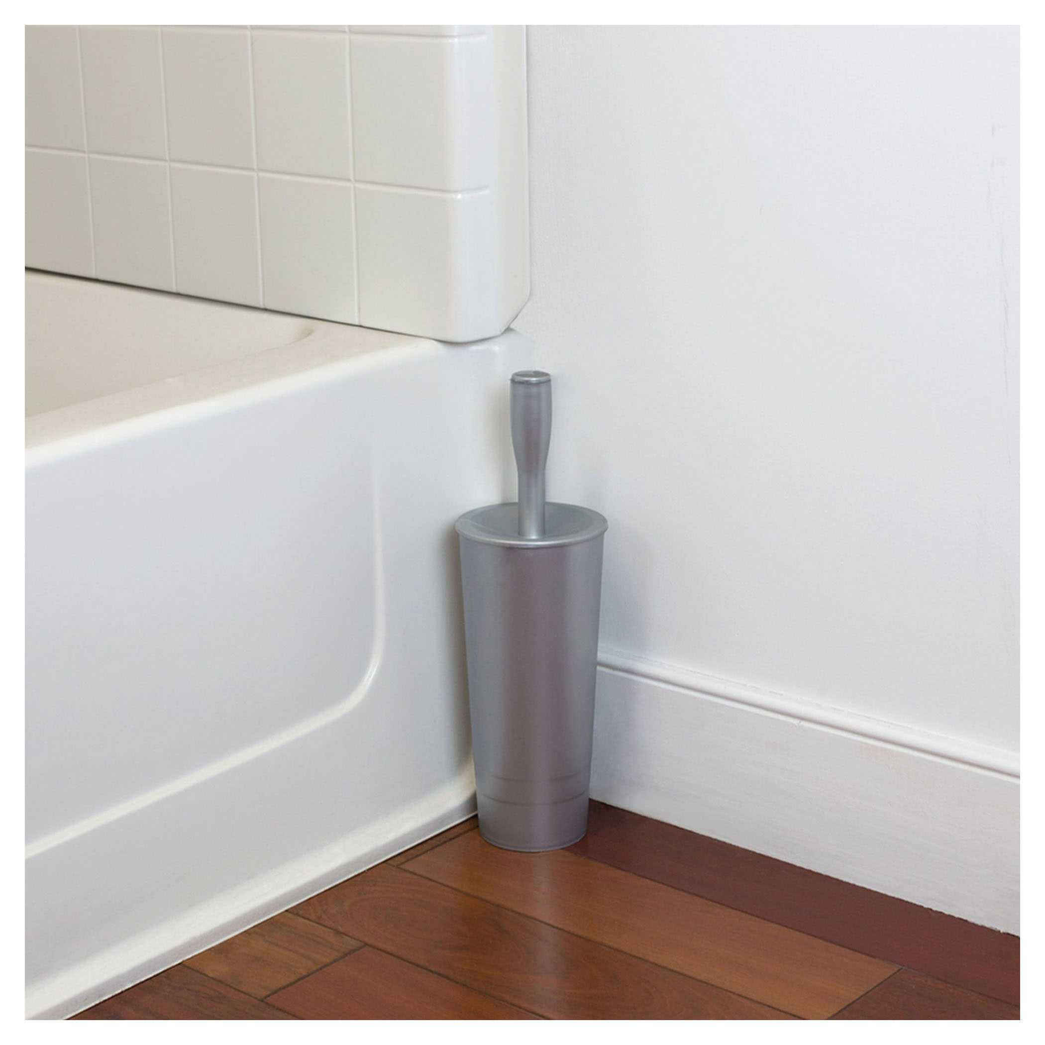 Home Basics TB45048 Toilet Brush Holder, Nylon Bristle, 4.37 in L Brush, Plastic, Gray - 3